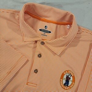 Pinehurst Putterboy Polo Shirt Men XL Orange Stripe Performance Short Sleeve